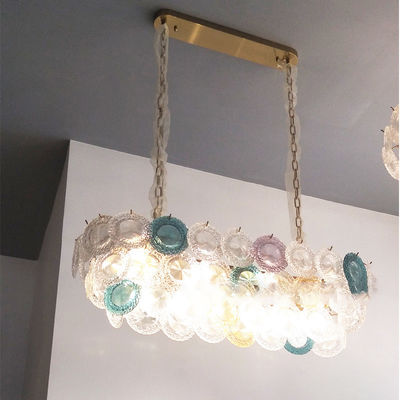 Soft Brightness Colorful Glass Disc Pendant Lights E14 AC 110 - 250V