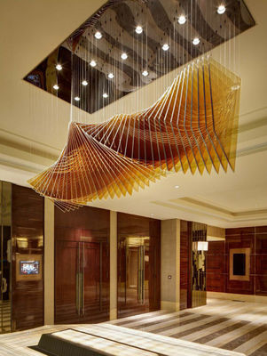 Wave Shaped Hotel Lobby Banquet Exhibition Hall Chandelier Art Custom Engineering Lamp