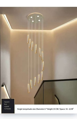 New Modern Luxury Gold Light Crystal Chandelier Loft Led Pendant Lights Hotel Lobby Stair High Ceiling Chandeliers Lamp