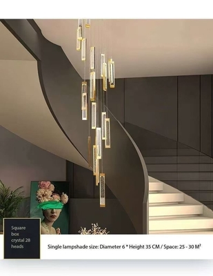 New Modern Luxury Gold Light Crystal Chandelier Loft Led Pendant Lights Hotel Lobby Stair High Ceiling Chandeliers Lamp