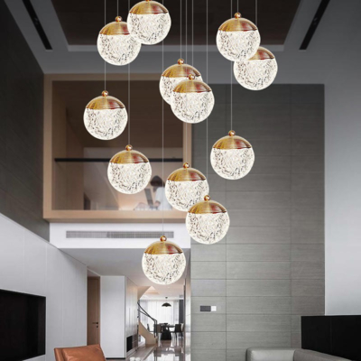 Gold Dimmable Acrylic Pendant Light Cristal Hanging Lighting Fixtures Modern Restaurant Chandelier