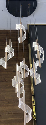 Modern Staircase Giant Spiral Chandeliers Hotel Rotating Chandelier Duplex Loft Stairs Led Pendant Light