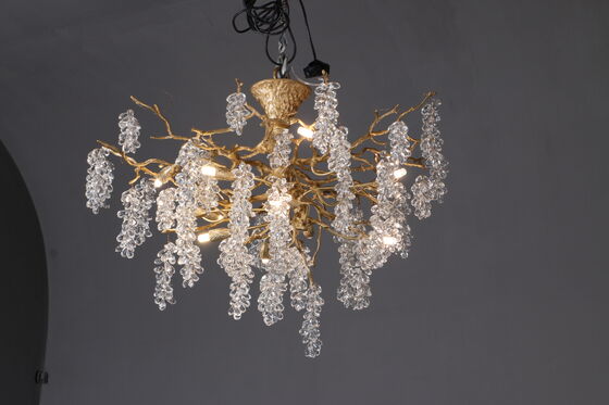 Grape Vine Home Decoration Chandelier Homestay Hall Custom Handmade Glass Plate Modern Retro Style Branch Creative