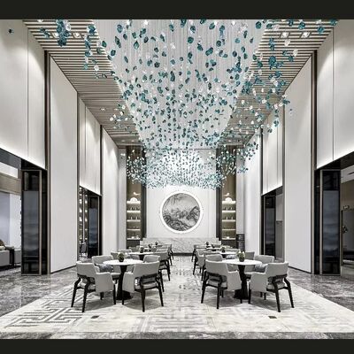 Nordic Decorative Stained Glass Stone 3D Art Glass Hotel Chandelier Luxury Glass Chandelier