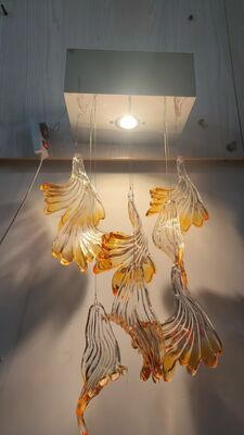 Transparent Gold Side Leaf Shape Luxury Glass Ceiling Chandelier Glass Parts for Chandelier