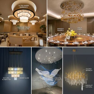 Bespoke Marble Multi-Layer Crystal Chandelier Custom Large Foyer Pendant Light Hotel Villa Club