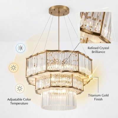 Staircase Pendant Light Custom Made Golden Metal Body Adjustable Color Temperature 3000-6500K For Villa Home