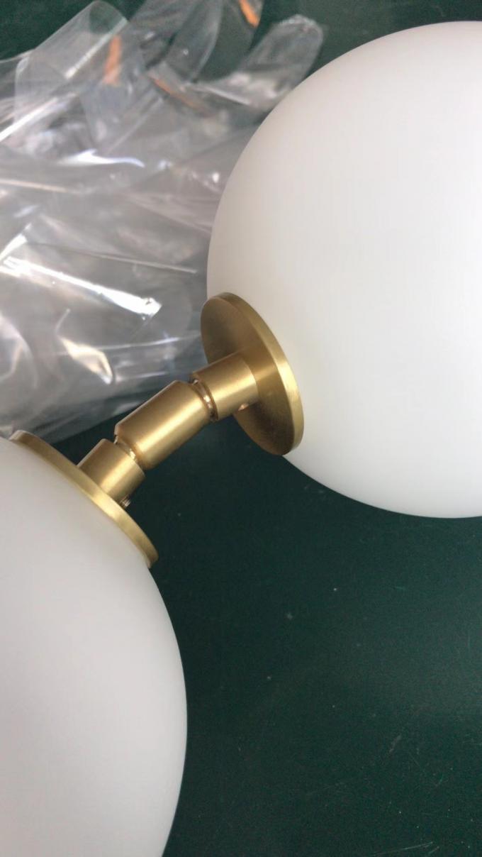 Modern Golden Chandelier decoración del hogar dormitorio sala de estar LED anillo de vidrio perla lámpara colgante 4