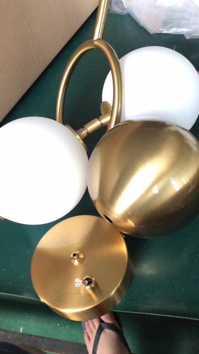 Modern Golden Chandelier decoración del hogar dormitorio sala de estar LED anillo de vidrio perla lámpara colgante 5