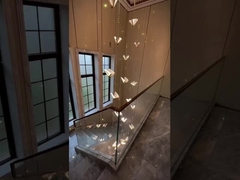 Nordic Light Luxury Silver Mountain Crystal Chandelier para Villa Duplex Escalera