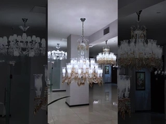 Proyecto personalizado Salón de lujo Banquete Personalizado Gran Led Art Vidrio Lámpara de forma de hoja