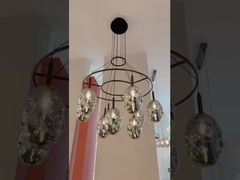 Lámparas de cristal de nubes tejidas a mano Lámparas de cristal personalizadas con cinta de cristal Lámparas de art deco Lámparas de techo alto