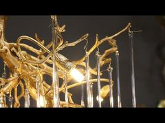 Nueva lámpara de araña de cristal de lujo con iluminación de ramas de cobre 2025 para sala de estar y comedor