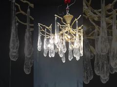 Ver H65 Cobre Cuerpo Arte Vidrio Hoja de Arce Colgante Lámparas de Araña Modernas ISO9001 Demo