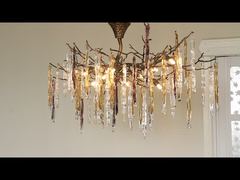 Presentamos la araña de cristal de hierro con cable ajustable de 80 cm, cristal ahumado para techo, ISO9001, 240V, para usted