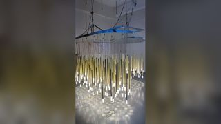 Ver demostración personalizada del salón de actos de las galerías de arte de la lámpara del techo de la lámpara del pez del tema del océano