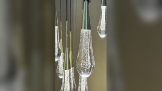 Lámpara colgante LED moderna nórdica para el hogar, lámpara de techo de fondo para dormitorio interior, tubo largo de cristal