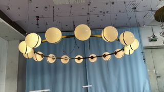 Modern Golden Chandelier decoración del hogar dormitorio sala de estar LED anillo de vidrio perla lámpara colgante