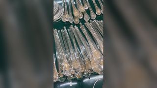 Lámpara colgante de cinta de cristal para escalera, candelabro europeo personalizado, colgante cepillado LED