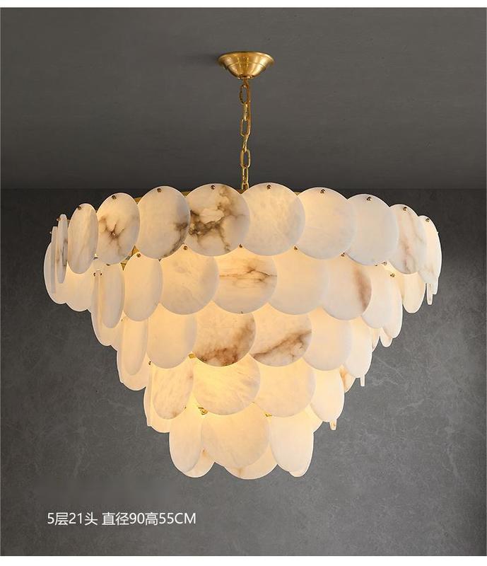 High-End Metal Chandelier  Light Luxury Natural Marble Finish for Living Room Villa Duplex Restaurant Tea Room Hotel Lamp ﻿