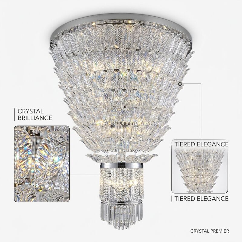 Spanish Style Marble Base Crystal Chandelier Custom Large Villa Lighting Gold Finish Luxury Fixture