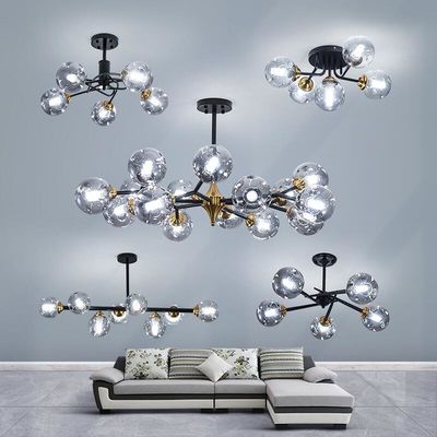 La lámpara de cristal de la esfera del claro de E27 E26 fumó la sombra de lámpara de Grey Ceiling Light Teardrop Shaped