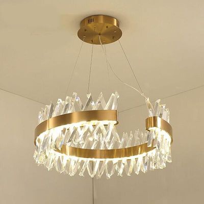 Luces de colgante de lujo semi-elíptica K9 Luz de techo Modern cristal lámpara de araña 4500K 6500K