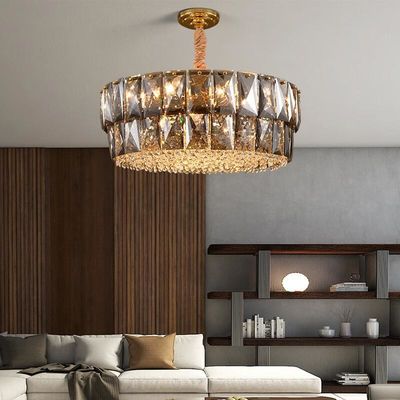 Brille a Crystal Chandelier Smoky Quartz Chandelier fumado K9 brillante tricolor