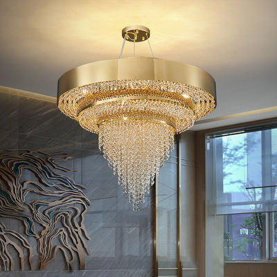Fuente de luz plateada oro de Crystal Chandeliers Electroplating E14 del titanio del centro comercial