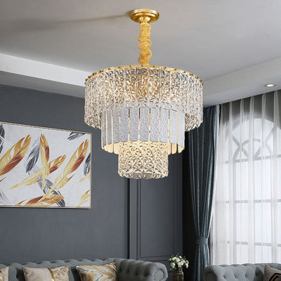 Procesos modernos triangulares tricolores de Crystal Chandelier Gold Finish Multiple