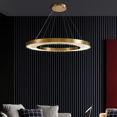 Anillo de cobre amarillo cepillado LED Ring Chandelier moderno 110V de Dimmable tres a 240V