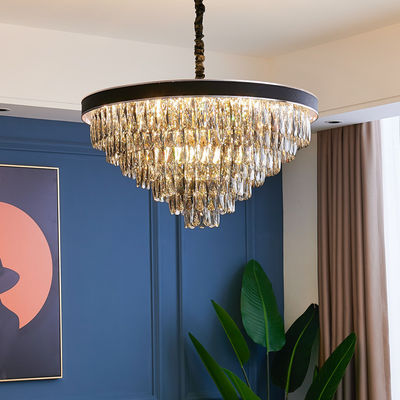 lámpara magnífica moderna de 2700k 6500k Smokey Grey Pendant Light Round Crystal