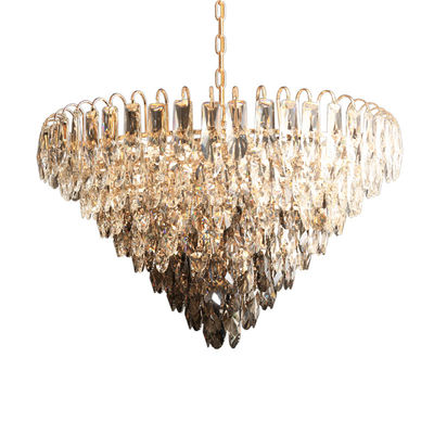 Brillo ahumado de la luz E14 de Diamond Shaped Crystal Chandelier Ceiling alto