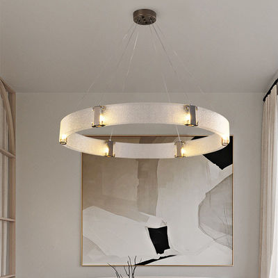La pantalla Ring Chandelier moderno G9 del vidrio de modelo del agua cepilló negro del oro