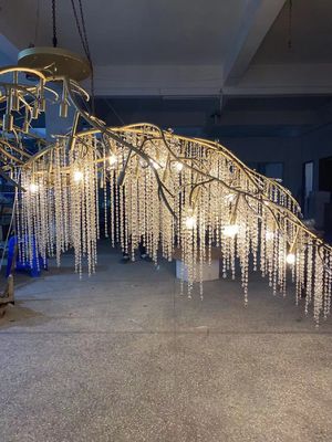 Ingeniería lámpara de colgante personalizada moderna K9 Cristal gota de lluvia Extra grandes candelabros