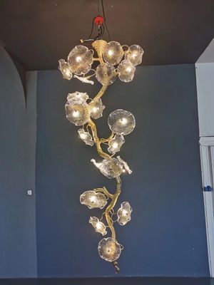 Lámpara de colgante personalizada de 51W a 60W Húngos de hoja moderna Vertical Extra grandes candelabros