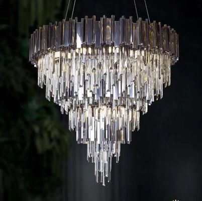 Lámpara pendiente modificada para requisitos particulares contemporánea moderna Chrome y Crystal Chandelier AC240V