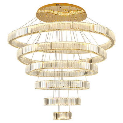 Cuadrados de alta gama de vestíbulos grandes de vestíbulos candelabros anillo vertical colgante luz a prueba de óxido