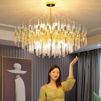 LED K9 Cristal de entrada Lustrero E14 6500K lujosas luces de techo Cristal de oro