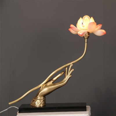 Lámpara de mesa de cristal blanca eléctrica Lotus Flower Shape 110V del hogar del LED