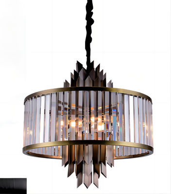Smokey Gray Round Crystal Chandelier Modern ahorro de energía apoya el arreglo para requisitos particulares