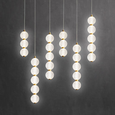 Lámparas de candelabros de metal electroplacado de latón y acrílico para dormitorio y sala de estar