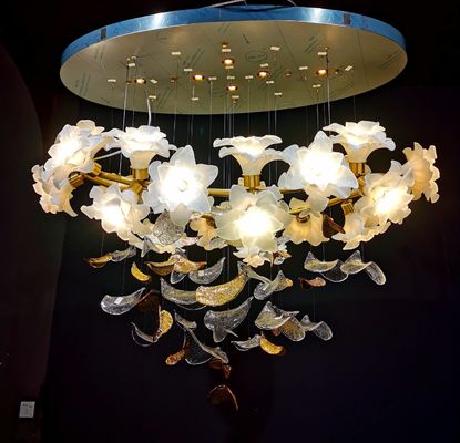 Arte de alta gama romántico lobby floral blanco lámpara de luces de alta gama villa dúplex