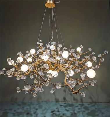Personalizado todo el cobre creativo de cristal de piedra colgante lámpara para crear luz estilo de lujo