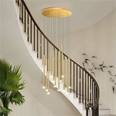 Comerciante LED moderno candelabro colgante largo Oro o acabados negros