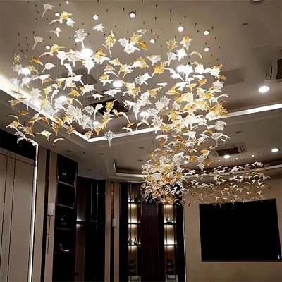 No estándar personalizado acristalado de hoja de arce Lustrero Hotel Banquete Arte Decoración Ingeniería Luz