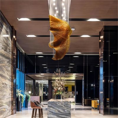 Salón de exposiciones de banquetes de hotel en forma de onda Lámpara de ingeniería personalizada