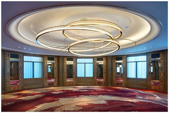 Lugares de alta gama oro redondo gran vestíbulo candelabro soluciones de iluminación personalizadas