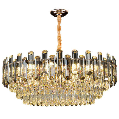 S Oro humo gris K9 cristal lámpara de candelabrador horneado barniz pulido
