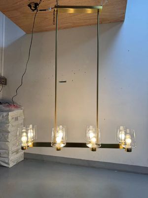 Euro Estilo 42 pulgadas de oro de la isla de la cocina lámpara de candela modernas de cristal claro sombra
